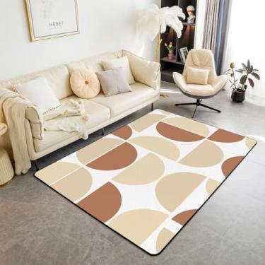 Imagem de Erosebridal Tapete de área creme, meados do século, retrô, boêmio, para sala de estar, 12 x 18 cm, vintage geométrico, abstrato, decorativo, colorido, arte moderna, tapete para interior