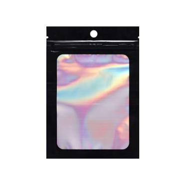 Imagem de Quotidian Sacos de lanche de plástico preto à prova de cheiro com zíper 9,2 x 11,7 cm (3,6" x 4,6" (9,2 x 11,7 cm) pacote com 100 – bolsas resseláveis para armazenamento de alimentos, cristal, pedra