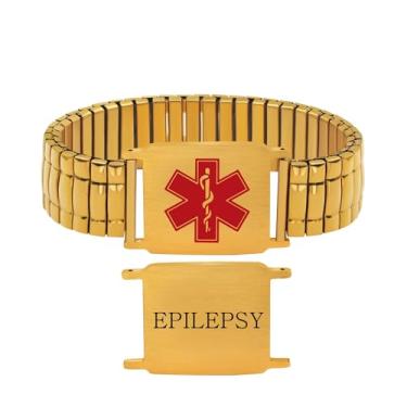 Imagem de Zircobic Pulseira de alerta médico de emergência | Design elegante com símbolo médico e ícone claro, informações pessoais personalizáveis para identificação rápida em emergências, Medium, Aço