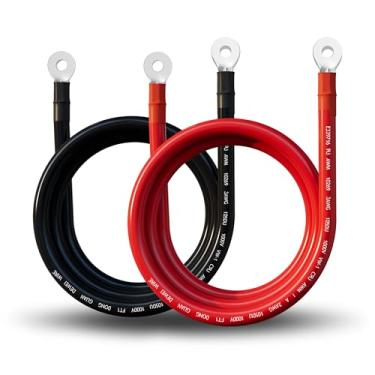 Imagem de Junbpaw Cabo de bateria cabos inversores de bateria de cobre puro para motocicleta automotiva solar marítima (3FT-3AWG)