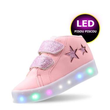 Imagem de Tênis Bota botinha LED Luz estrela rosa Infantil feminino - EDS, 25, R