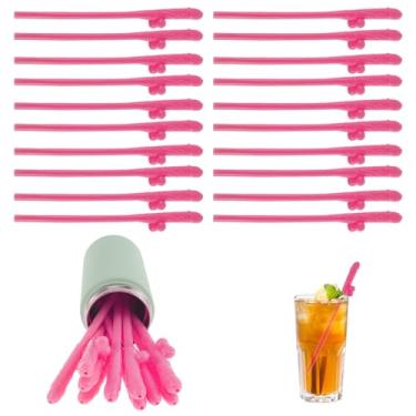 Imagem de HSHGZSR 20 canudos de plástico para festa de galinha canudos criativos para meninas canudos noturnos reutilizáveis engraçados de despedida de solteira 19,2 cm para lembrancinhas de festa de despedida