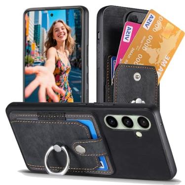 Imagem de Ephoou Capa carteira para Samsung Galaxy S25 FE com suporte elástico para cartão e suporte giratório de 360°, capa vintage de couro PU com suporte slim fit à prova de choque para Galaxy S25 FE
