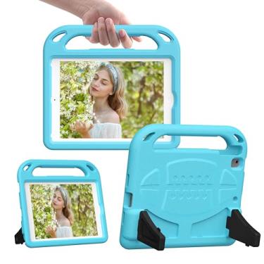 Imagem de YWYNI Capas infantis para iPad 5ª/6ª/7ª/8ª/9ª geração, capa para Apple iPad Air 1ª/2ª geração com suporte estável, IPAD PRO 24.6 cm EVA Heavyuty à prova de choque para crianças (azul claro)