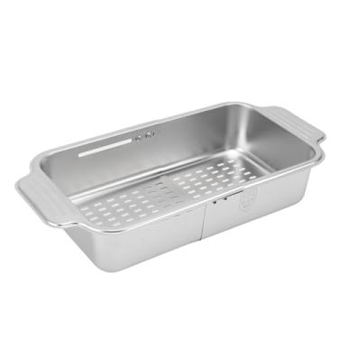 Imagem de AYNEFY Sobre o Filtro da Pia, Cesta de Cozinha Expansível de Aço Inoxidável Com Uso Versátil para Frutas e Legumes (L)