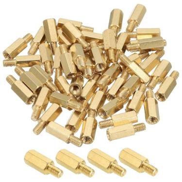 Imagem de PATIKIL M4 Suporte hexagonal de latão, 50 peças PCB parafusos espaçadores para placa-mãe drone quadricóptero computador construir projetos eletrônicos placa de circuito, ouro (M4 x 12 mm + 6 mm)