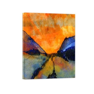 Imagem de Paisagem Abstrata Pôster Famosas Pinturas-Reprodução em Tela-Imagem Decoração Sala de Estar(Valley with Sunset) 60x80cm-23x31in Tela Embrulhada