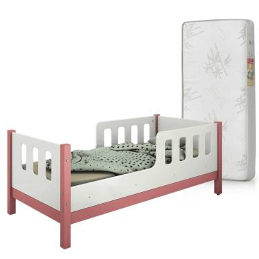 Imagem de Cama Infantil Encanto 100% MDF com Grade de Proteção + Colchão 150x70 D18 Inmetro