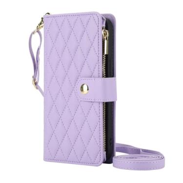 Imagem de LYJSMGZ Capa flip para Iphone17pro Max/17/17Pro/17Air, com 6 compartimentos para cartão e suporte oculto cordão destacável 360° capa protetora de corpo inteiro, roxo, 17Pro