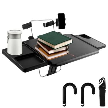 Imagem de Bandeja de volante, mesa de volante, mesa de volante com compartimentos antiderrapantes, bandeja portátil para encosto de cabeça, mesa de volante multifuncional para laptop, trabalho, comer, estudar