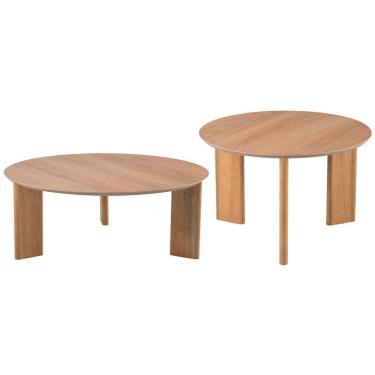 Imagem de Kit 02 Mesas de Centro Para Sala de Estar Pés Madeira Bulat A03 Hanover Roble - Lyam Decor