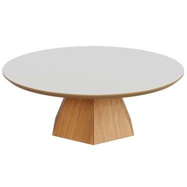 Imagem de Mesa de Centro Para Sala de Estar Redonda 90cm Seul D03 Off White Freijó - Lyam Decor