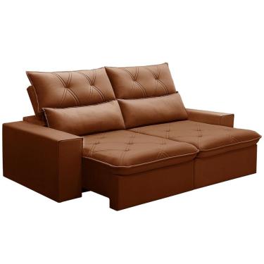 Imagem de Sofá Retrátil Reclinável Para Sala 3 Lugares 210cm Aires F04 Veludo Terracota - Lyam Decor