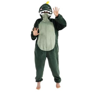 Imagem de Onesie Pijamas Ressber, unissex, animal adulto, estampa de dinossauro