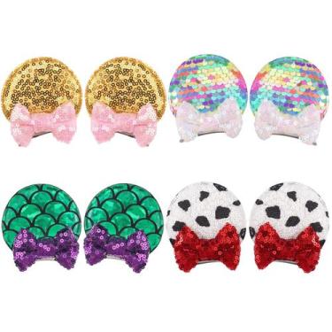 Imagem de Clipes de cabelo CellElection Sequin Mouse Ears Glitter 8 unidades