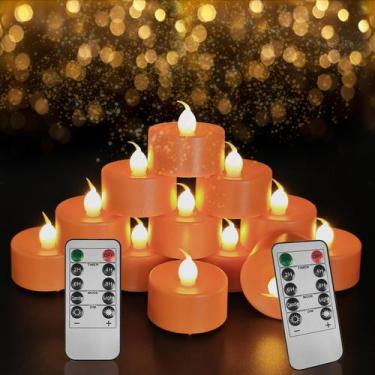 Imagem de Lâmpada SUNGEGE Orange LED Tea Lights, pacote com 12 unidades de 4,3x4