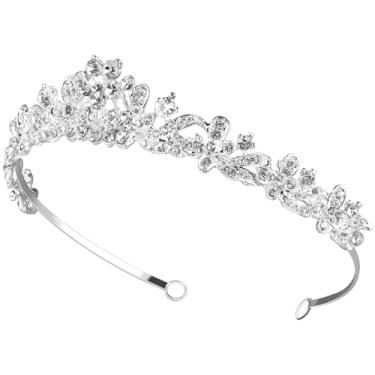 Imagem de NUOBESTY Coroa de strass, 1 peça de coroas e tiaras de casamento para mulheres, tiara de flor de cristal, tiara de noiva, acessórios de cabelo para casamento, festa, adereços de fotos, Dia das Bruxas