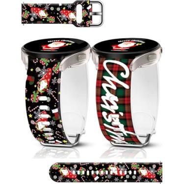 Imagem de Pacote com 2 pulseiras de relógio de Natal de 20 mm compatíveis com Samsung Galaxy Watch 7 / Watch 6 / Watch 5 / Watch 5 / Watch 5 / Watch 5 Pro / Watch 4 / Watch 4 / Watch 4 Classic / Watch 3 /