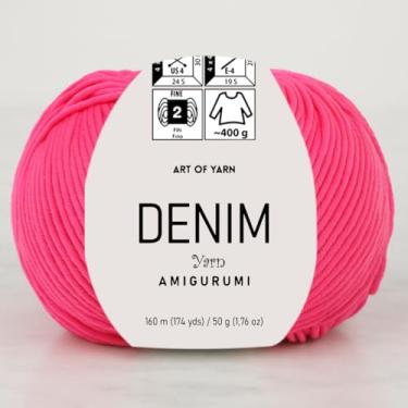 Imagem de Jeans Amigurumi Fio Arte 55% Algodão 45% Poliacrílico 50 g 174 m Macio Suave Esporte Fino (2) Para Crochê, Tricô, Cobertores de Tricô, Roupas de Bebê Mais Cores (Rosa Neon, Pacote 1)