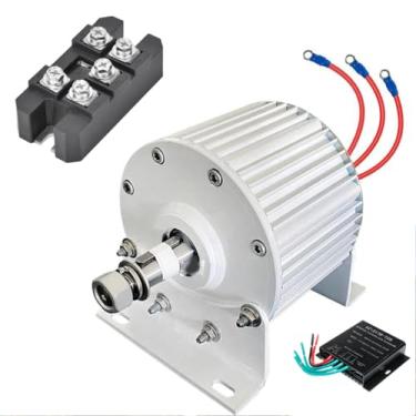 Imagem de 48v,Gerador de Íman Permanente Sem Engrenagens de Alta Potência 3000W 110V/220V Alternador de Corrente Alternada Trifásico com Controlador para Turbina Eólica (Baixo Ruído, com Base)