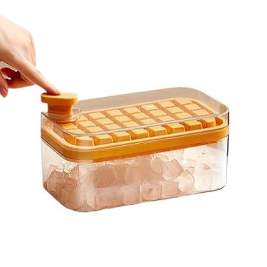 Imagem de Forma De Gelo 64 Cubos Camada Dupla Recipiente Tampa/bandeja Armazenagem De 64 Cubos (AMARELO)