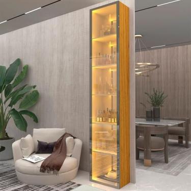 Imagem de Cristaleira 1 Porta Reflecta com Fita Led com Espelho Luminare 100% Mdf Naturale