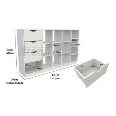 Imagem de Balcão Atendimento Armário Colmeia Horizontal M6 - VETORIAL MÓVEIS, Br