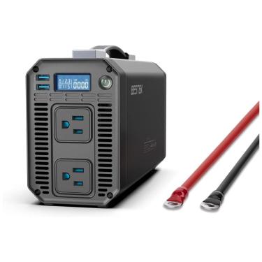 Imagem de Inversor de Potência 1200W DC 12V para AC 2 Tomadas, 2 USB, 110v, BESTEK, Preto