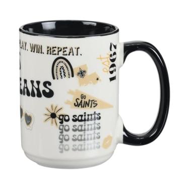Imagem de The Memory Company | Caneca licenciada NFL com cabo de madeira de 425 g, New Orleans Saints