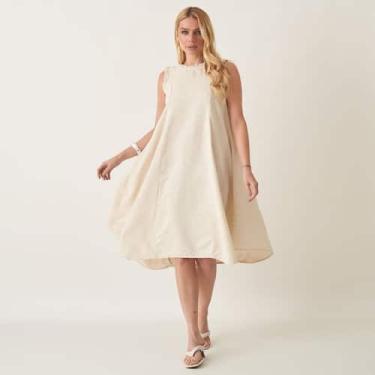 Imagem de Vestido Midi Linho com Babadinhos - Bloom, Cru, PP