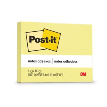 Imagem de Bloco de notas adesivas Post it amarelo 76x102mm 100 fls 3M