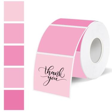 Imagem de Adesivos de impressora de etiquetas térmicas quadradas de 3,8 cm, adesivos autoadesivos de etiquetas térmicas diretas gradientes rosa, design de linha à prova d'água/perfuração - 500 folhas
