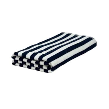 Imagem de Toalha de Praia, Toalha de Piscina/Praia Listrada Grande Premium 86cmx160cm(Azul Marinho,Kit 2)