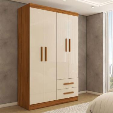 Imagem de Guarda-Roupa Solteiro Zeus 4 Portas 2 Gavetas Freijó Trend/Off White T