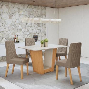 Imagem de Conjunto Sala de Jantar 4 Lugares Retangular Tampo Vidro/MDF Mesa Apog