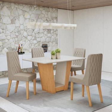 Imagem de Conjunto Sala de Jantar 4 Lugares Retangular Tampo Vidro/MDF Mesa Apog