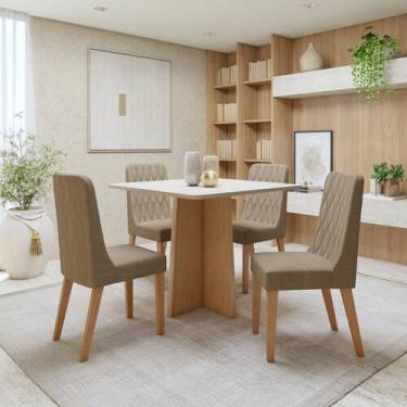 Imagem de Conjunto Sala de Jantar 4 Lugares Quadrado Tampo MDF Mesa Celebrare co