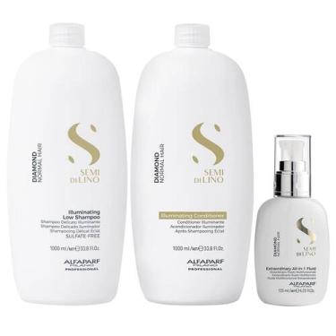 Imagem de Kit Alfaparf Semi Di Lino Diamond - Shampoo 1L + Condicionador 1L + Fl