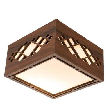 Imagem de Luminária Decorativa Madeira Plafon Pipa 40cm - CREATUS, Pau Ferro