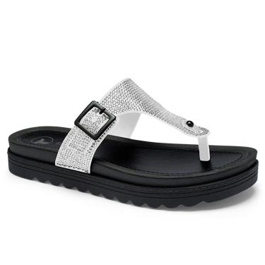 Imagem de Chinelo Feminino Flatform Preto Brancos Brilhos Tanara T8134-0005