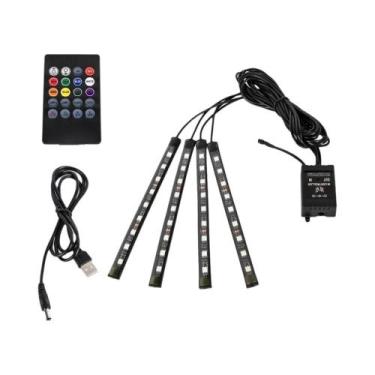 Imagem de Neon RGB LED Interior Do Carro Luz Ambiente Para Pés USB Controle Remo