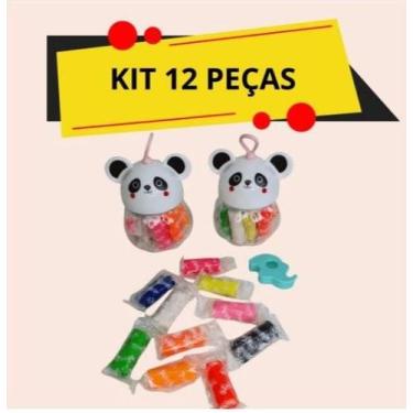 Imagem de KIT 12 Pç Massinha de Modelar Moldes e Copo Panda Festas Lembrancinhas