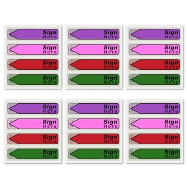 Imagem de 600 adesivos (pacote com 6) etiquetas para assinar aqui, assinar aqui, abas iniciais de notas adesivas com etiquetas de seta dispensadoras, fácil de postar para livros de tabelião escolar (verde