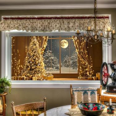 Imagem de HOMETITUTE Película para janela de Natal, árvore dourada, lua cheia, noite, elegante, adesivo decorativo de vidro para janela de privacidade, adesivos para casa, sala de estar, quarto, escritório, 100