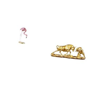 Imagem de Fenteer Estátua de Resina de Flamingo, Escultura de Pássaro, Decoração para Casa, Lareira, Arte Moderna, Estatueta de Jardim com Suporte de Metal para Quintal