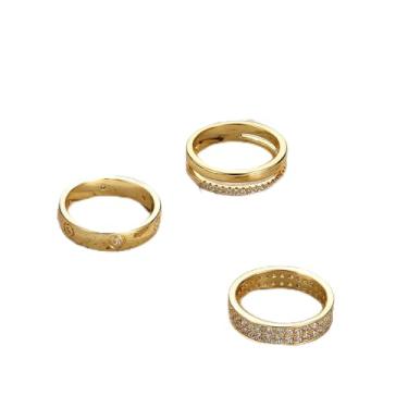 Imagem de Anéis femininos empilháveis delicados banhados a ouro 18 K, conjuntos de anéis empilháveis elegantes para mulheres, anéis de polegar de zircônia cúbica de ouro, prata, não mancha, alianças de