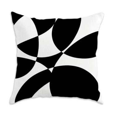 Imagem de Capas de almofada abstratas modernas 45 x 45 cm, preto e branco, abstratas, decorativas, fronhas para sofá-cama, casa, sala de estar, quarto, decoração