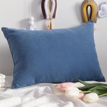 Imagem de Travesseiro de viagem, travesseiro alternativo de 33 x 45 cm, lavável na máquina - 1 pacote com almofada pequena macia e respirável, azul jeans