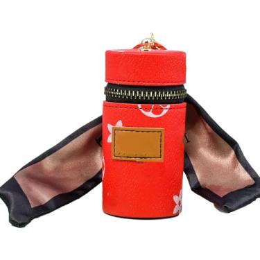 Imagem de Mini carteiras, porta-moedas, organizador de batom, mini estojo de batom com chaveiro, Vermelho, Mini carteiras