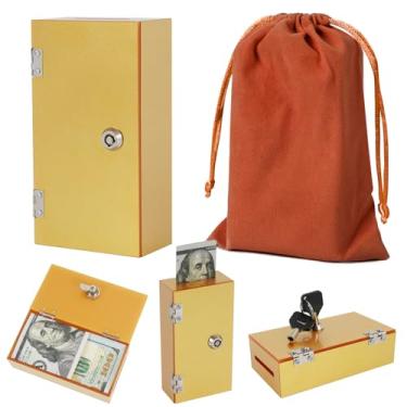 Imagem de Caixa de dinheiro de acrílico para bolso de jogador, banco de vencedores de ouro brilhante brilhante para cassino, controle de jogador, organizador de dinheiro seguro portátil compacto, cofre com 2